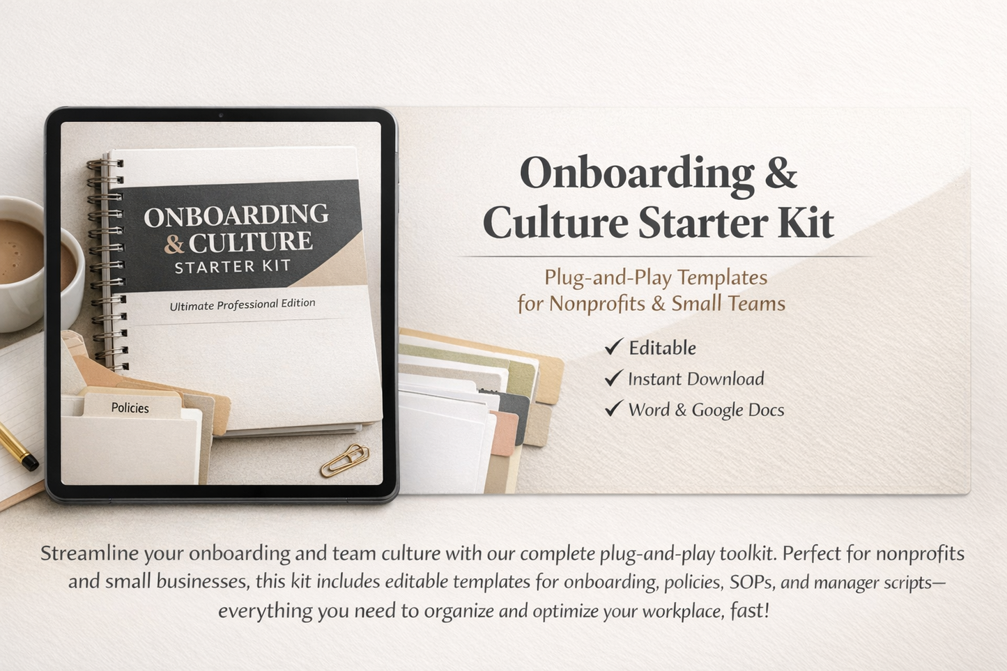 Complete Onboarding & Operations Toolkit | Policies, SOPs, and Manager Systems for Small Teams